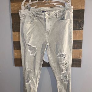 Army Green Distressed American Eagle Jeggings